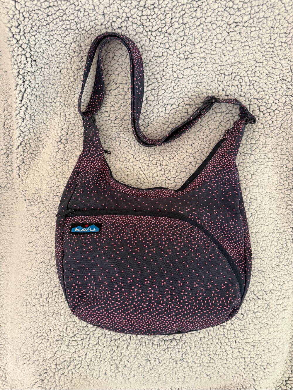 Kavu Black Crossbody with Pink Dot Print